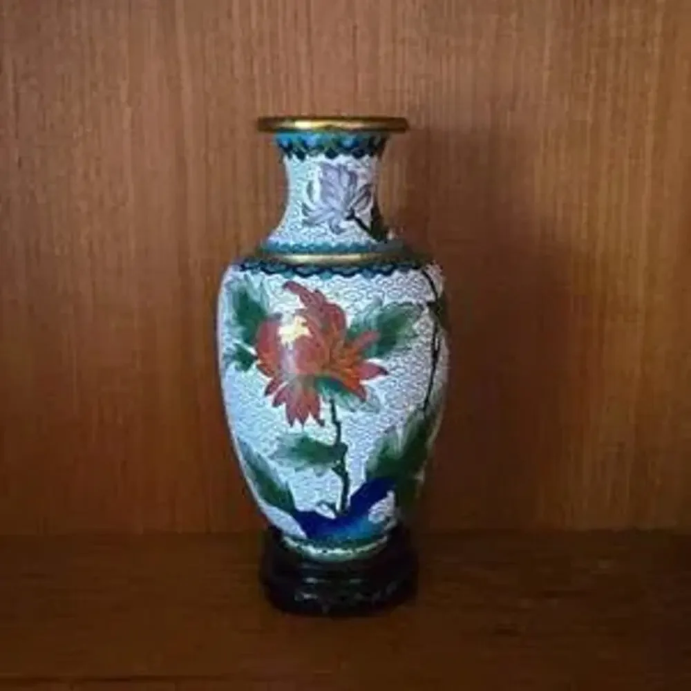 Chinese cloisonné enamel on brass vase
